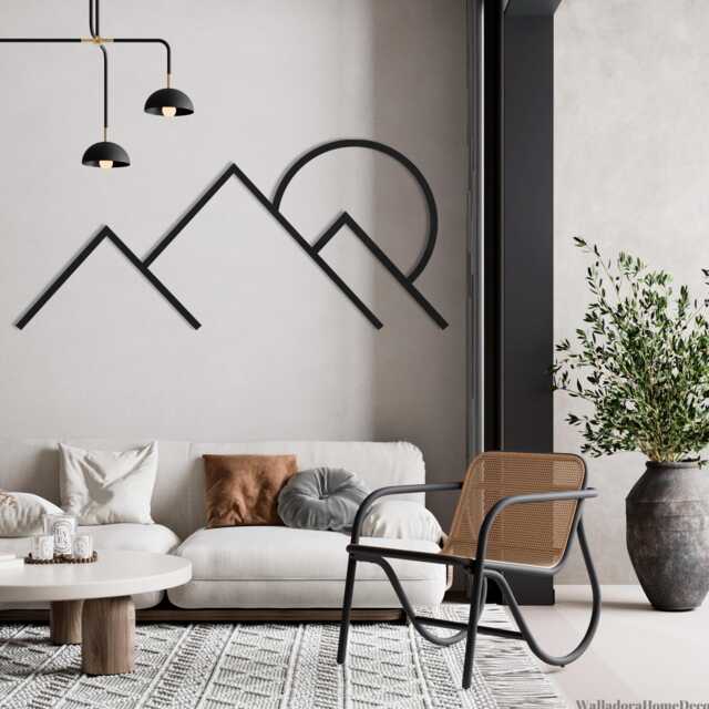 Minimalist Mountain Metal Wall Art Modern Home Decor, Farmhouse ...