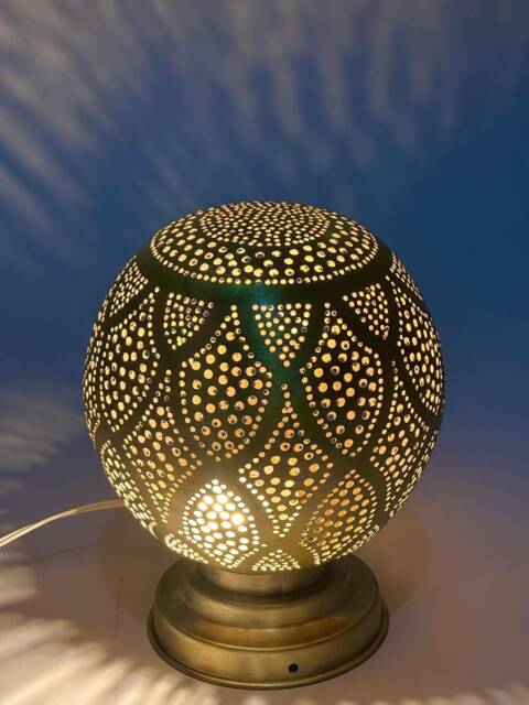 Handcrafted Moroccan Brass Table Lamp - Boho Decor, Modern Lighting ...