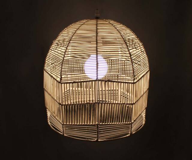 White Washed Rattan Pendant Light, Bell-Shaped Ceiling Interior Design ...