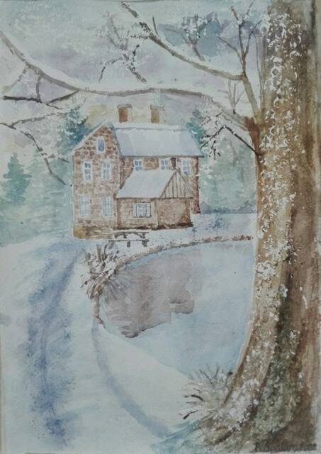 Winter Cottage in The Snow. Original Watercolor Painting by Etsy ...