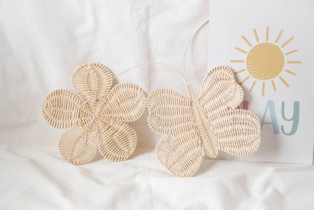 Rattan Flower & Butterfly Nursery Wall Decor Set by Etsy | ufurnish.com