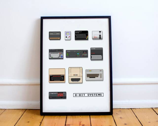 8-Bit Gaming Systems Pixel Art Print Retro Gamer Gift by Etsy ...