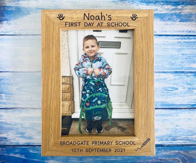 First Day Of School Photo Frame, Personalised Wooden Engraved Picture ...