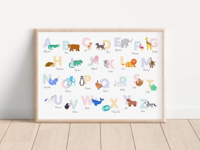 Animal Alphabet/Nursery Decor Playroom Wall Art Baby Poster Abcs by ...