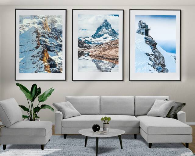 Alpine Landscape Set Of 3 Posters, Alps Prints, Mountains in