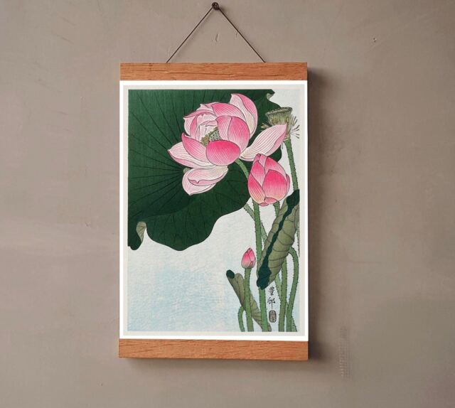 Vintage Print Lotus Flower Poster Japanese Art Wall Decoration Floral ...