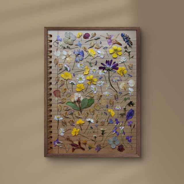 April, May & June - Spring Summer White Yellow Purple Blue Pressed ...