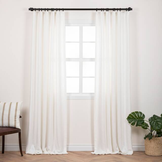 Unlined Drapery Natural Linen Drapery Curtain Panel With Standard Lining, Blackout Or ...