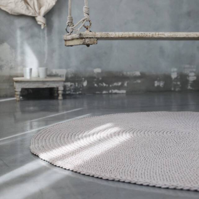 Handmade Circular Rug Handmade Round Rug, Crochet Scandinavian Decor, Minimalistic Natural ...