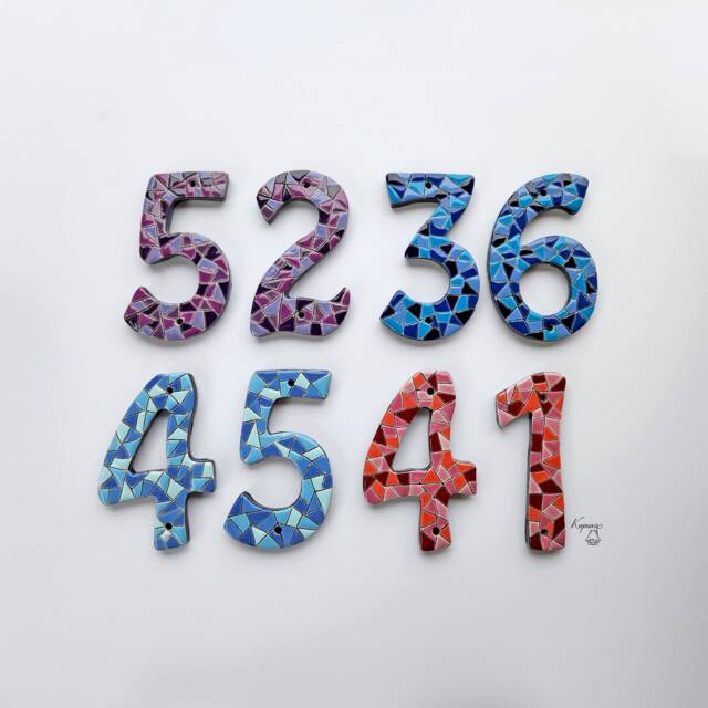 Number Tile Graphics Custom Ceramic Numbers Tile Wall Hanging, Mosaic Tiles Decor, House ...