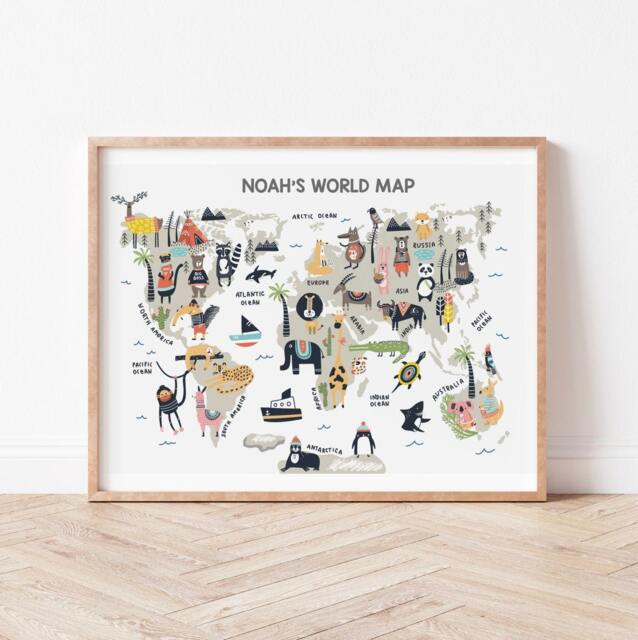 Personalized Animal World Map - Children's Nursery Decor by Etsy ...
