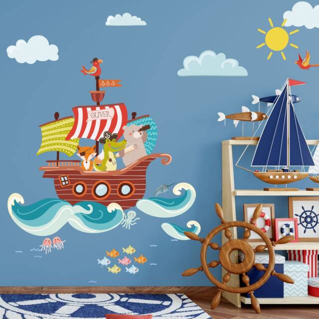 Personalised Pirate Ship Wall Sticker - Pirate Sticker, Decal by Etsy ...