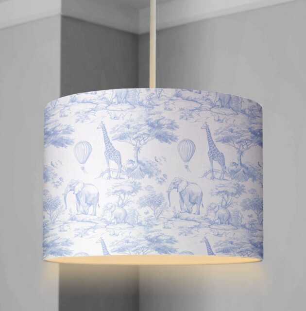 Lampshade - Nursery Chinoiserie Toile De Jouy Safari Blue, Lampshade Or ...