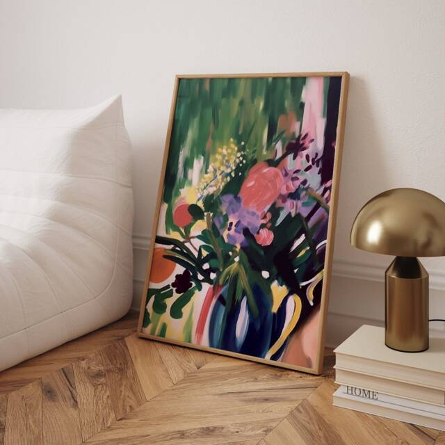Pink Flowers Painting - Floral Art Print Inspired By Henri Matisse ...