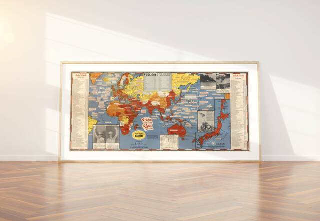 Wwii Pictorial Map Print Antique Military World War by Etsy | uFurnish.com