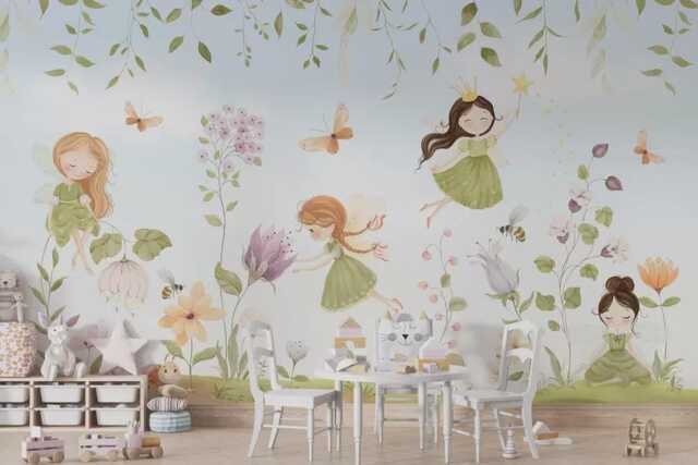 Fairy Wall Mural Girls Nursery Wallpaper, Self Adhesive Or Paste by ...