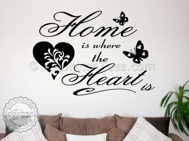 Home Is Where The Heart Is, Inspirational Family Wall Art Sticker Quote ...