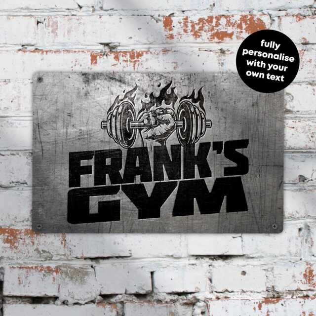 Personalised Gym Sign Custom Metal Wall Art Home Workout Room Fitness ...