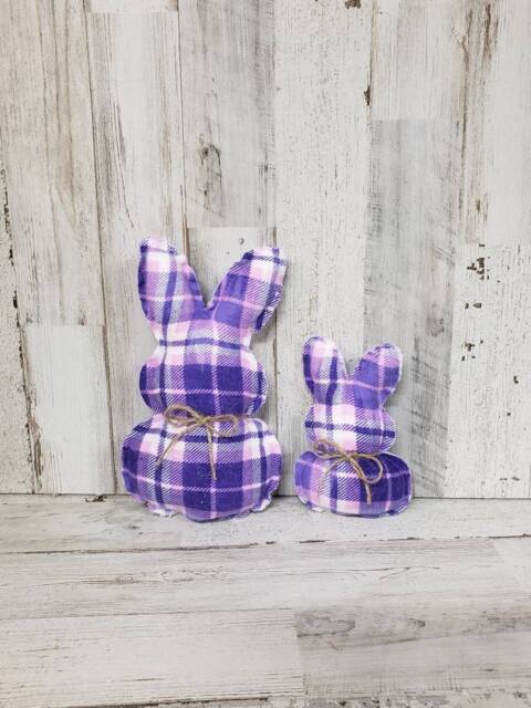 Easter Purple Plaid Fabric Bunnies/Farmhouse Decor Basket Filler Tier ...