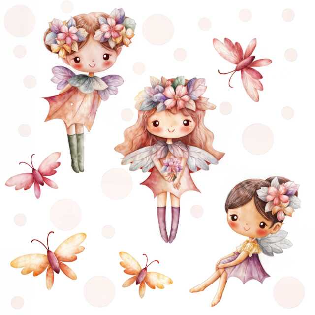 Airy Wall Decals For Girls Room - Removable Pastel Fairy, Butterfly ...