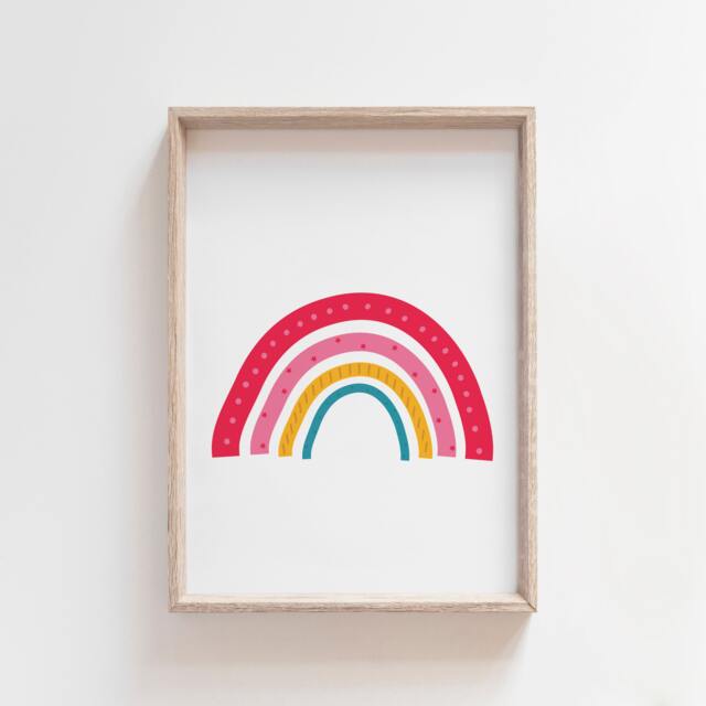 72 Piece Rainbow Wall Decal Set - Hearts, Suns, Stars Watercolor Decor For Kids Rooms