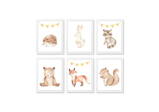 Woodland Animals Print , Set Of Nursery Prints Wall Picture Art by Etsy ...