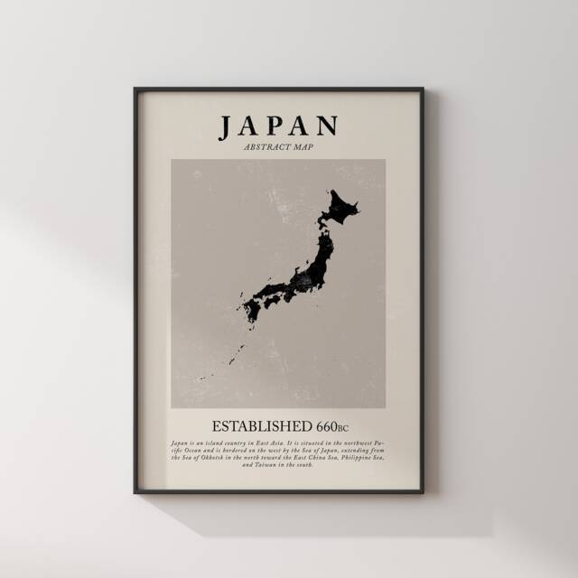 Japan Map Vintage Abstract Wall Art Print Picasso + Matisse Inspired ...