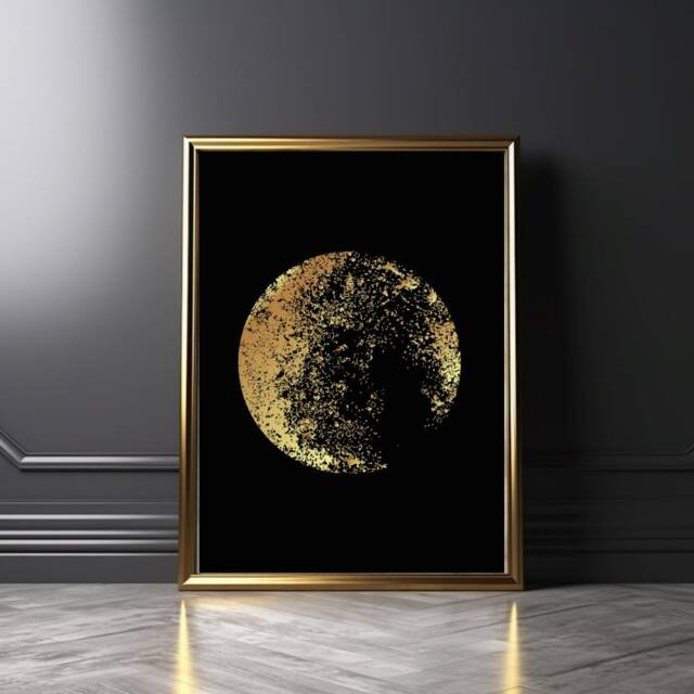 Black & Gold Luxury Moon Print, Dramatic Celestial Wall Art by Etsy ...