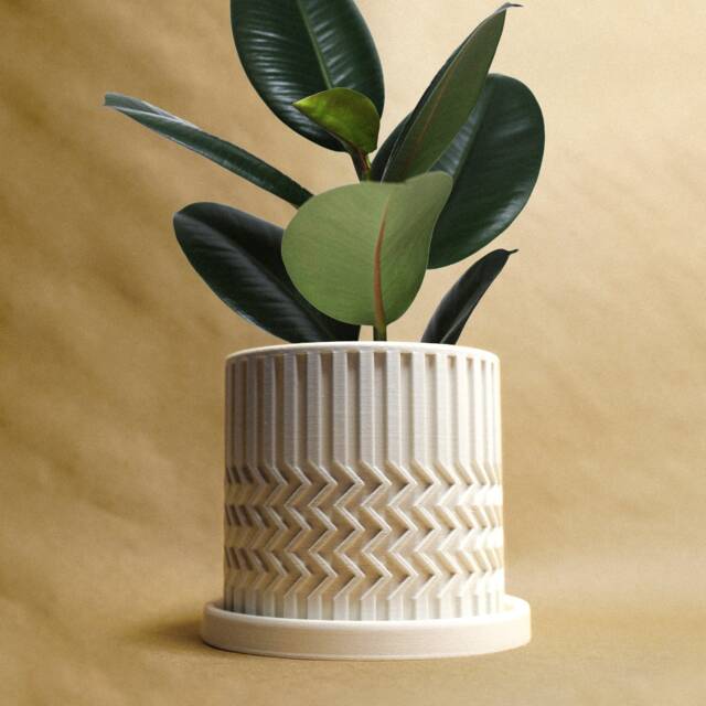 Minimal Zig-Zag Planter Pot With Drainage & Saucer Tray in Matte White ... - Handcrafted Modern Kid Planters For Minimal Kids Room