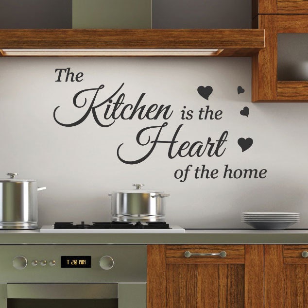 Kitchen Is The Heart Wandaufkleber – Wandtattoo, Viele Größen & Farben, Rückstandslos Entfernbar