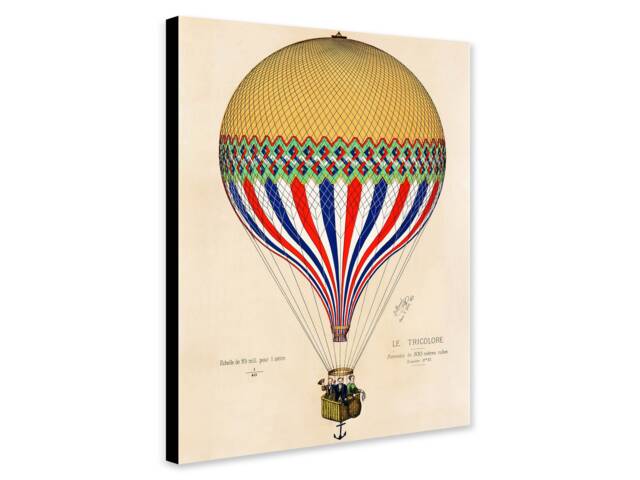 Vintage Hot Air Balloon Art - The Tricolor With French Flag Paris, 1874 ...