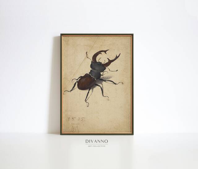 Antique Beetle Painting Print, Nature School Wall Decor, Vintage Insect ...