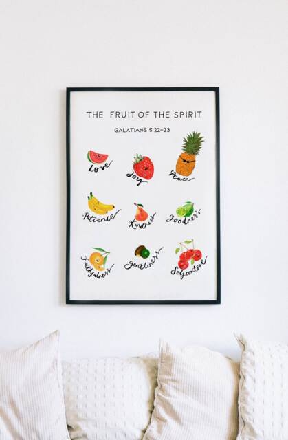 Fruit Of The Spirit Wall Art, Kids Bible Verse Wall Art, Fun Prints ...