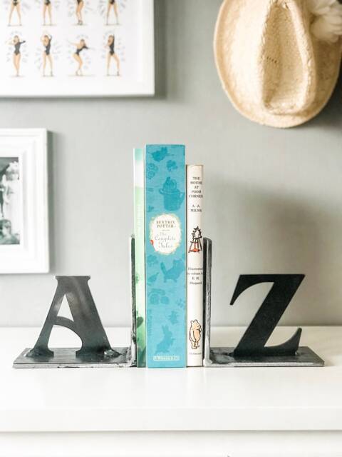 steel A-Z Bookends - Mix & Match Custom Letters Heavy Interior Decor ...
