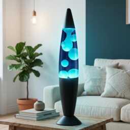 Lava Lamp - Vintage Custom Glow Decor Cyan Blue - Unique Retro