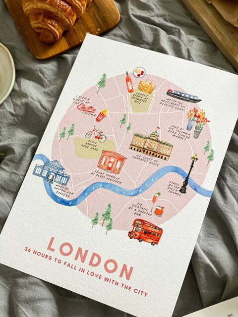 Romantic London Map Print Handmade Watercolor Illustration by Etsy ...