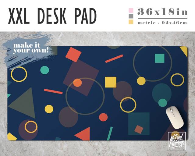 Basic Shape Mat Basic Shapes Print Desk Mat, Large Mousepad, Office Decor - 18x36 by ...