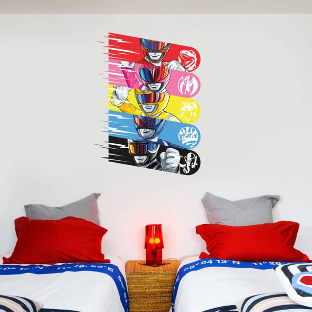 Power Ranger Bedroom Rug Power Rangers Wall Sticker - Group Colours Graphic Decal Kids Bedroom ...