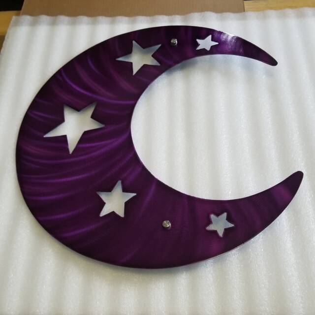 Large Outdoor Metal Wall Art Moon, Crescent Moon & Stars Plasma Cut ...