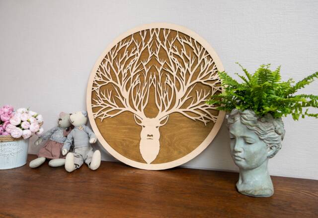 Deer, Stag, Forest Animals, Christmas Deer, Wooden Wall Art Decor ...
