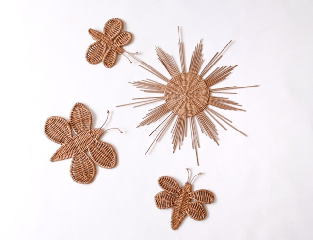 Wicker Sun & Butterfly Wall Decor Boho Nursery Art by Etsy | ufurnish.com