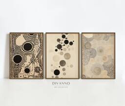 Set Of 3 Prints, Neutral Abstract Wall Art, Printable Black & Beige ...