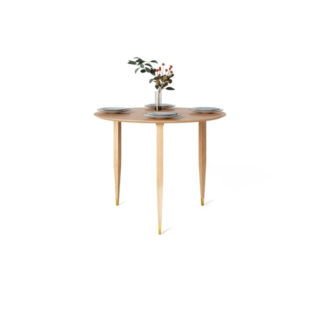 Round Dining Table, Solid Oak Wood Kitchen Mid Century Modern ...
