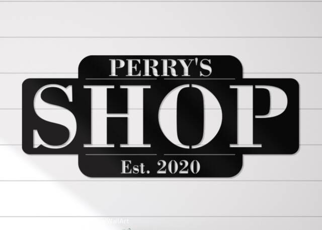 Personalized Shop Metal Sign, Black Business Name Sign For Store Front ...