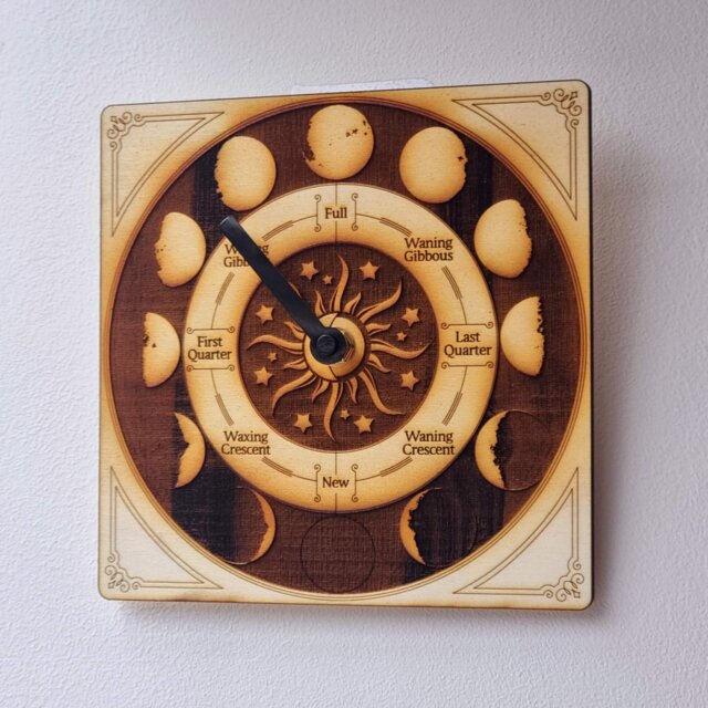 Laser Engraved Moon Phase Clock Lunar Cycle Tracker by Etsy | uFurnish.com