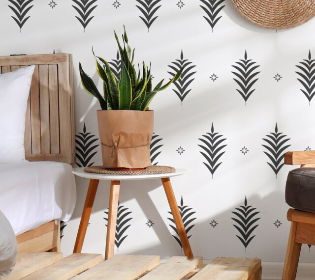Fern Leaf Wall Decals - Modern Vinyl Decal Set, Botanical Gold ...