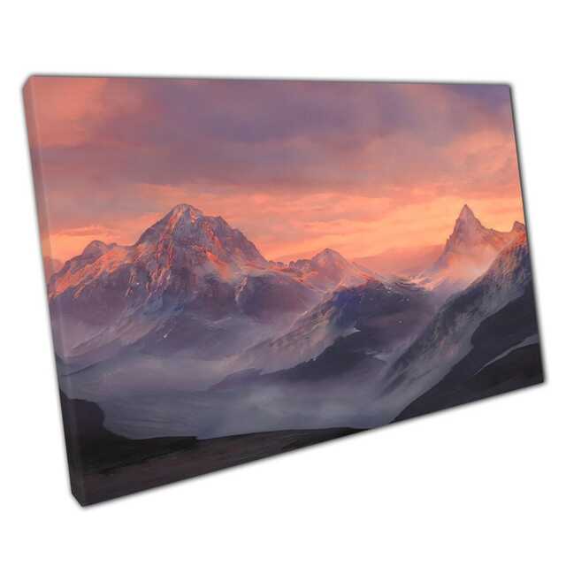 Misty Mountain Canvas Wall Art Tranquil Cloudy Landscape Print For Home ...