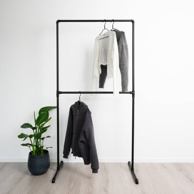 Clothes Rack Industrial Elisa Black - Walk-In Wardrobe Freestanding ...