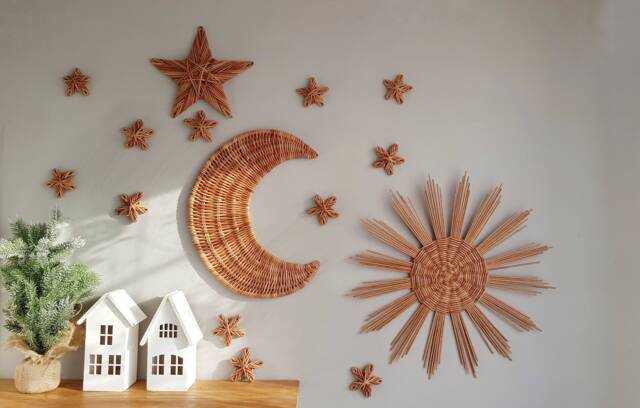 Wicker Sun & Moon Wall Decor Boho Nursery Hanging Set by Etsy ...