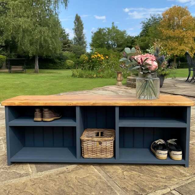 Handmade Rustic Farmhouse Shoe Storage Bench Solid Wood Entryway ...